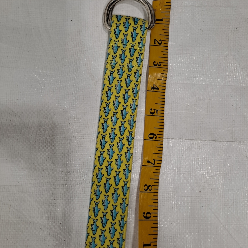 Vineyard Vines Blue Bone Fish Fabric Double DRing Belt - Picture 11 of 13